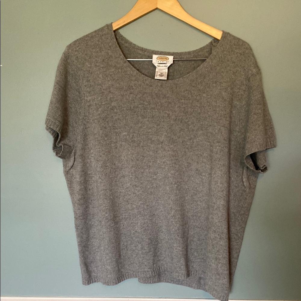 Talbots Gray Crew Neck Short Sleeve Sweater
